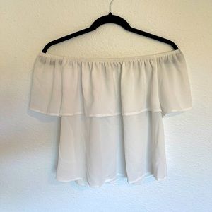 Forever 21 White Flowy Blouse Off the Shoulder